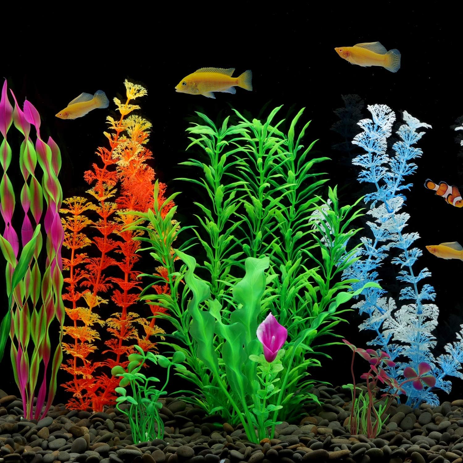 MyLifeUNIT Artificial Fish Tank Plants, 10 Pack Plastic Aquarium Plants Decorations - Image 5
