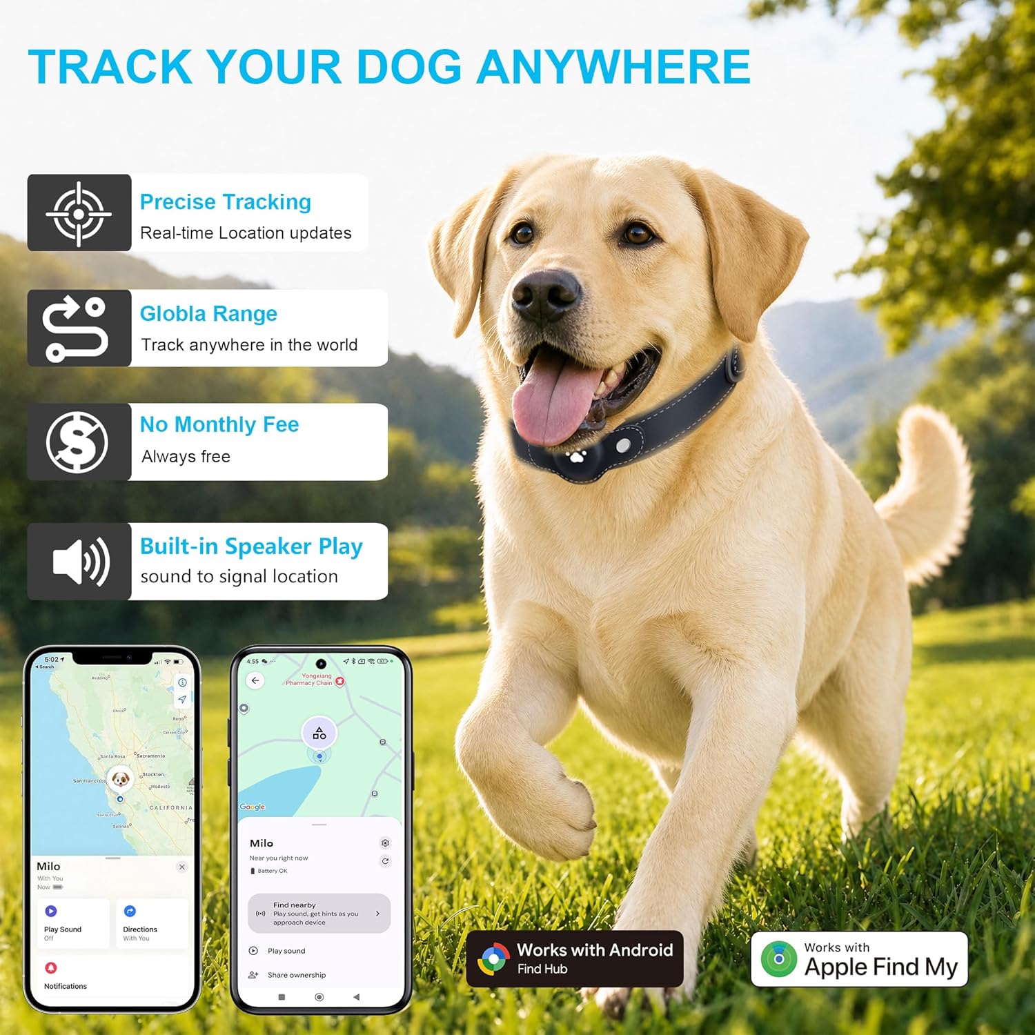 New GPS Tracker for Dogs: Smart Pet Collar with Real-Time Tracking,No Monthly Fee/Subscription (iOS & Android) Waterproof, Anti-Lost,365-Day Long Battery Life GPS Tracker Dog Collar(Tracker Included) - Image 5