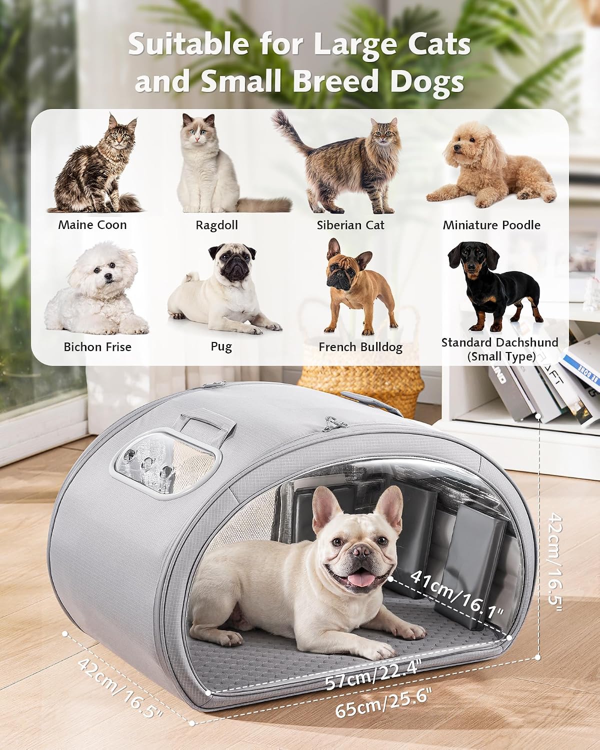 Pecute Cooling Dog House,with Cooling Mat for Small Dogs,Cat Bed,L,Gray | 6 Ice Packs for Cooler,Aluminum Film Insulation System,Breathable, Cool, Safe, and Sturdy AC Room for Cats in Hot Summer Days - Image 7