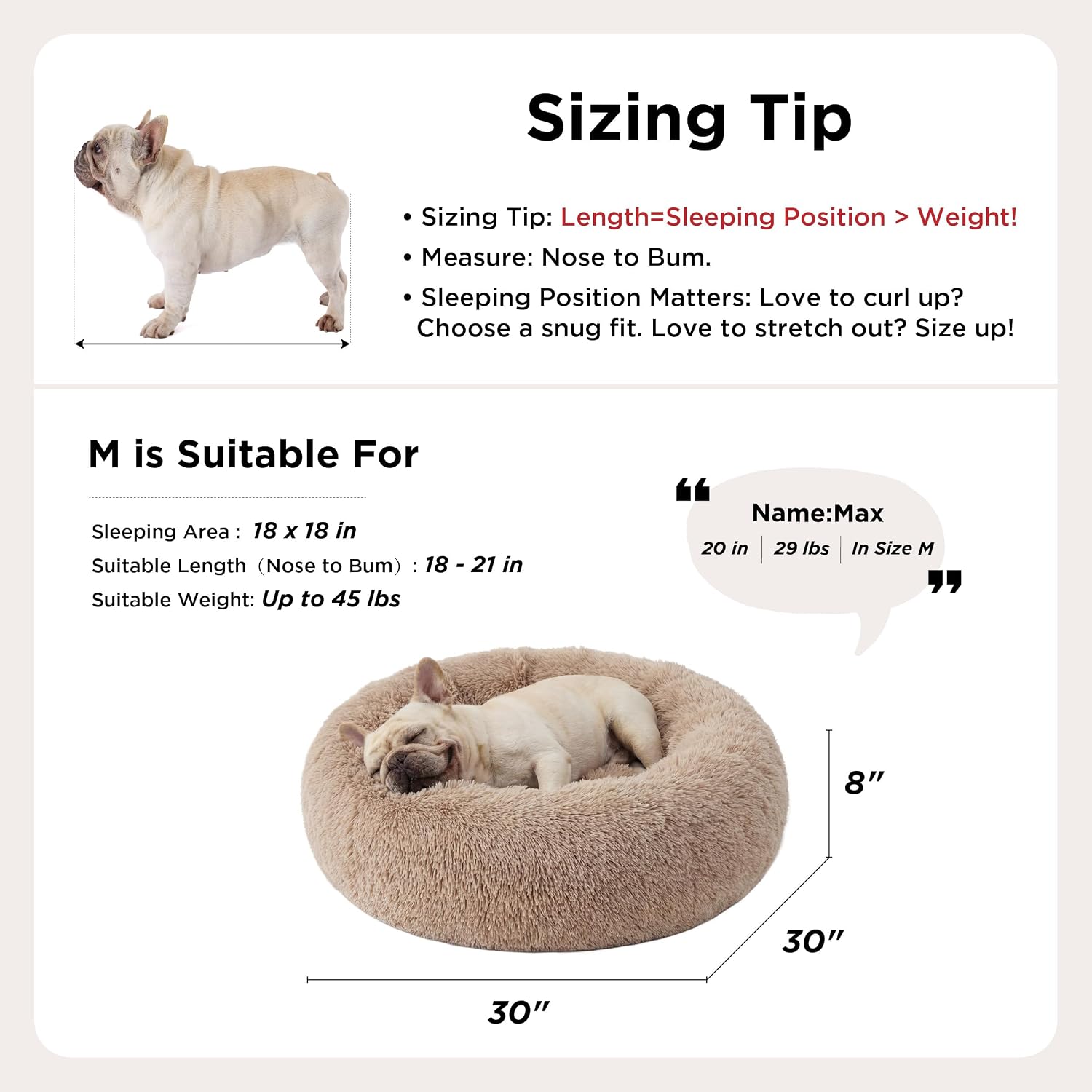 Bedsure Calming Dog Bed Medium Size Dog Donut Washable Pet Bed,30ins Camel | Fluffy Faux Fur Round Cuddler,Machine Washable,Anti-Slip Bottom,Anti-Anxiety,Deep Sleeping for Pets Up to 45 Lbs - Image 9