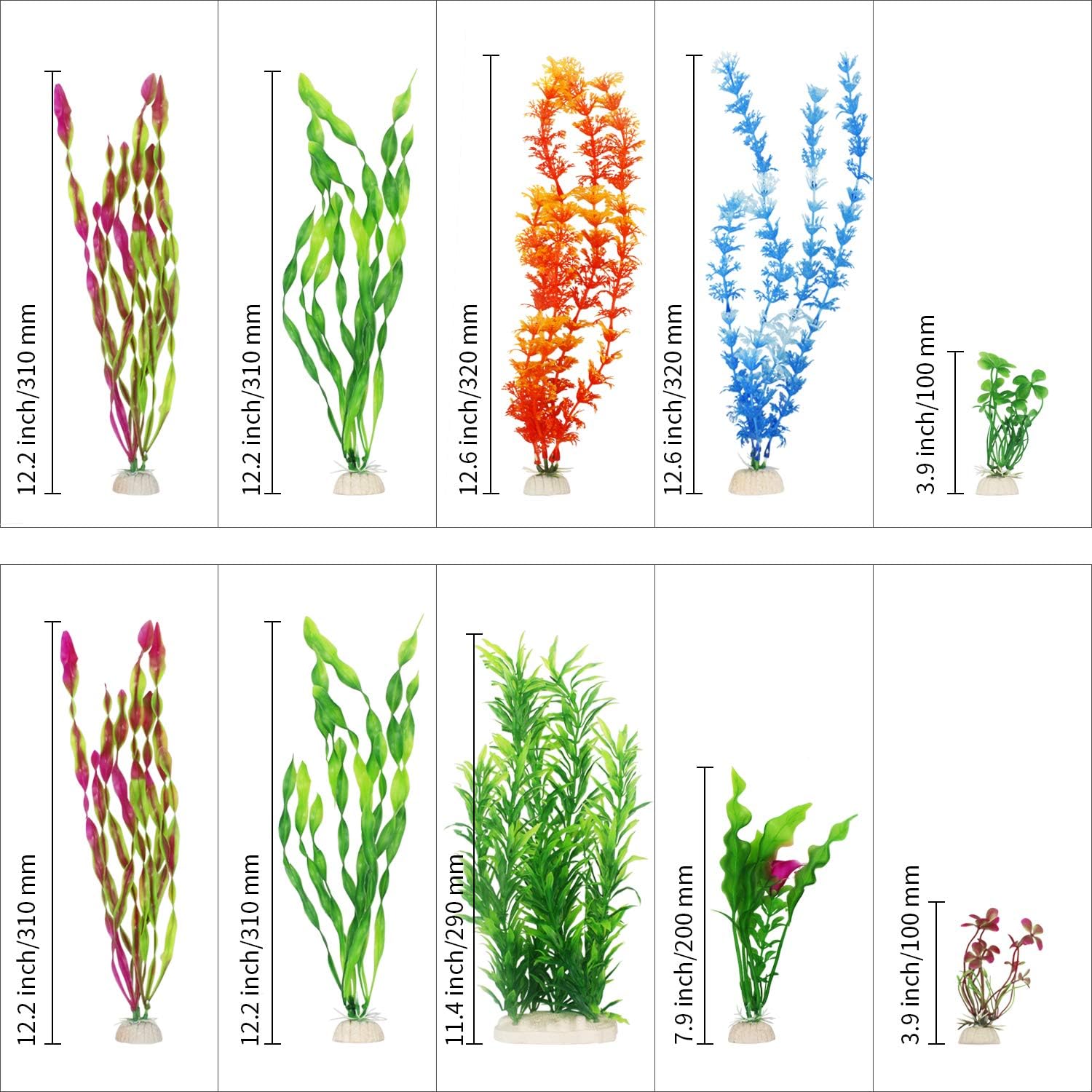 MyLifeUNIT Artificial Fish Tank Plants, 10 Pack Plastic Aquarium Plants Decorations - Image 3