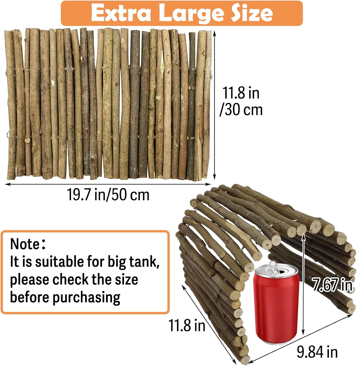 Hamiledyi Extra Large Tortoise Hide Reptile Hiding Cave Turtle Hut Gecko Hideaway Climbing Tunnel Toy Lizard Bendable Wooden Bridge for Adult Bearded Dragon Snake Chameleon Habitat Accessories - Image 2