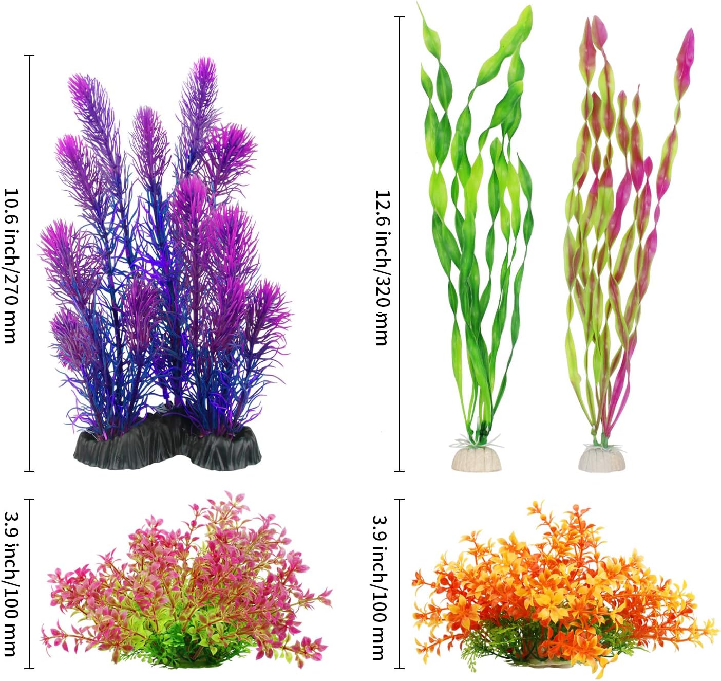 MyLifeUNIT Artificial Aquarium Plants, Plastic Fish Tank Plants for Aquarium Decorations, Pack of 7 (Style B) - Image 4