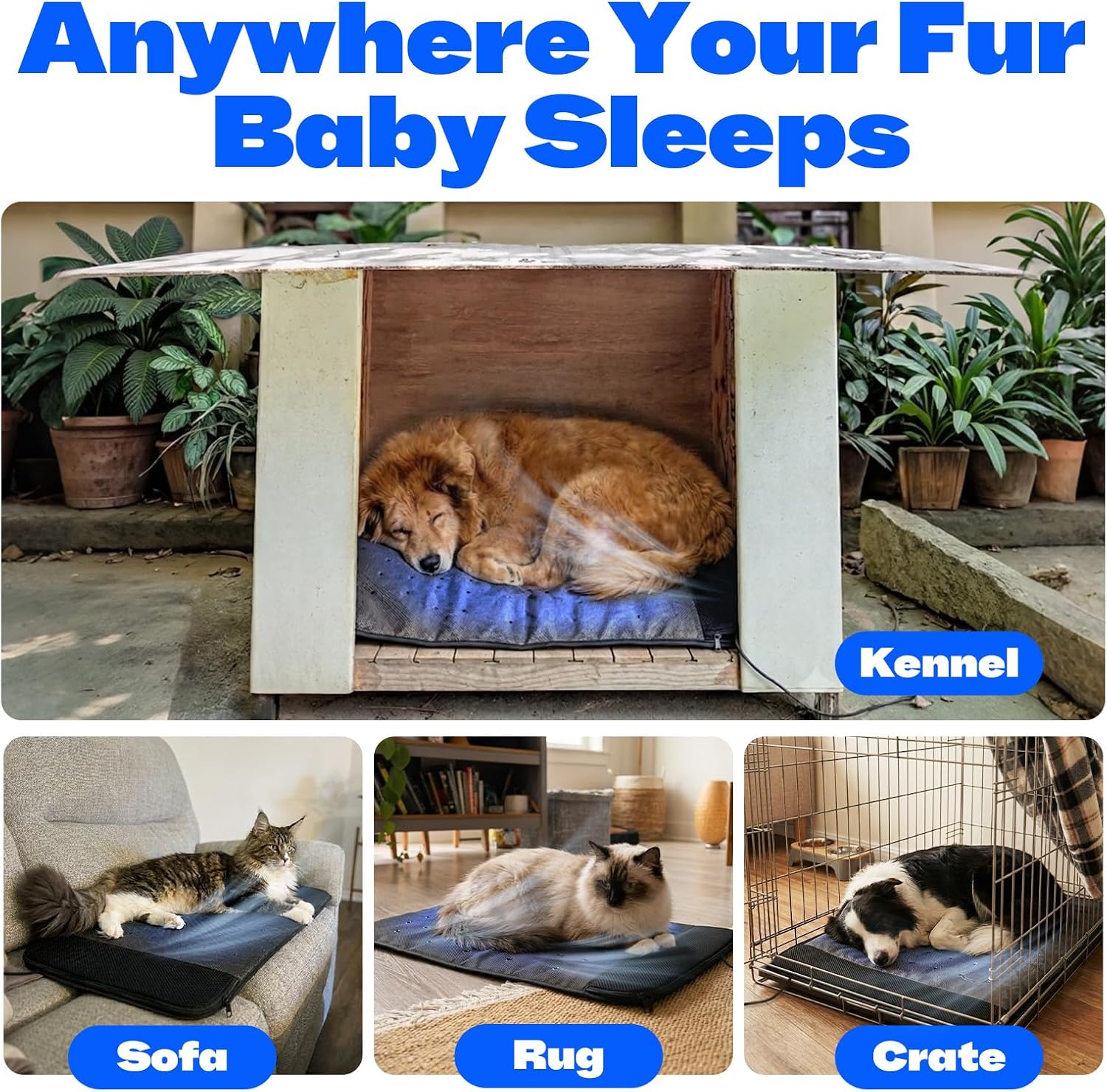Electric Pet Cooling & Heating Pad, 33"x16" Large Dog Ventilated Mat with Fan, Cat Heating Pad, Winter Warm Dog Pad & Cooling Cat Mat for Indoor Pet Beds & Furniture Outdoor Cat Houses, 3 Levels - Image 4