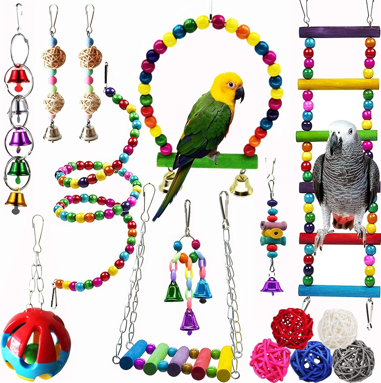 Hamiledyi Bird Parrot Swing Chewing...