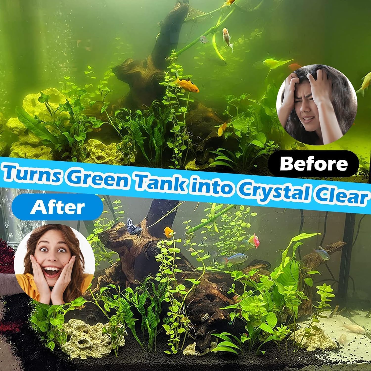158GPH Small Aquarium Filter, UV Sterilizer for Aquarium for 10-45 Gal Tank | Internal Pump for Turtle Betta Fish Tank Filter Silent 4-in-1 Green Killing Machine with Fish Tank Filters Deodorization - Image 2