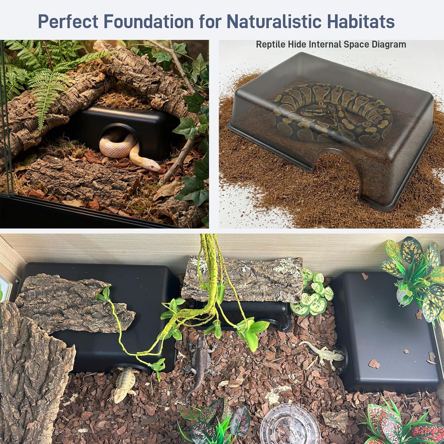 Durable Reptile Hide Box, Ball Python Hide, Leopard Gecko Hide, Bearded Dragon Hide, Easy to Clean Reptile Hides Cave for Tank, Snake Hide Enclosure (9.45" x 6.89" x 2.17" Large) - Image 4