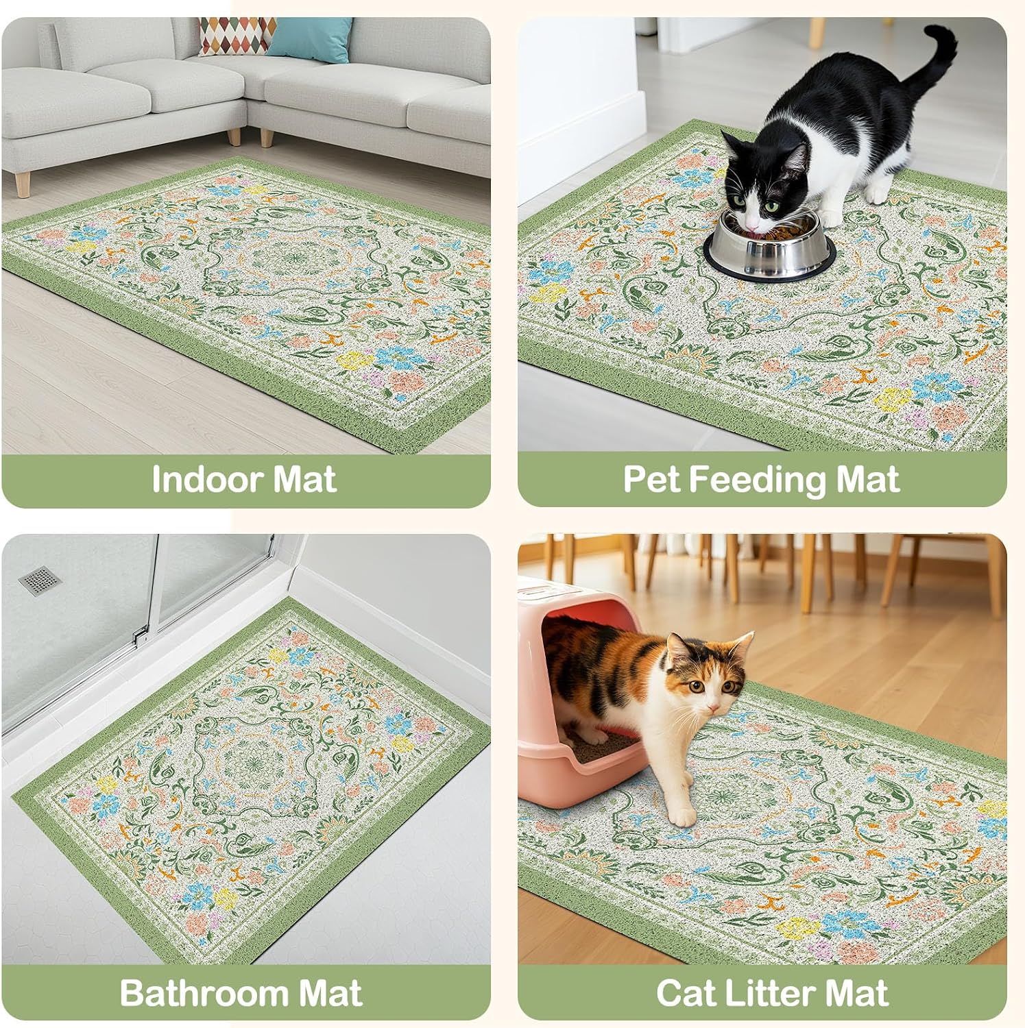 Glittme Cat Litter Mat, 33"x22" Non-Slip Washable Trapping Mat for Cats | Litter Trapping Mat With Thick PVC Coil To Catch Scatter, Soft On Paws And Waterproof Bottom To Protect Floors - Image 4