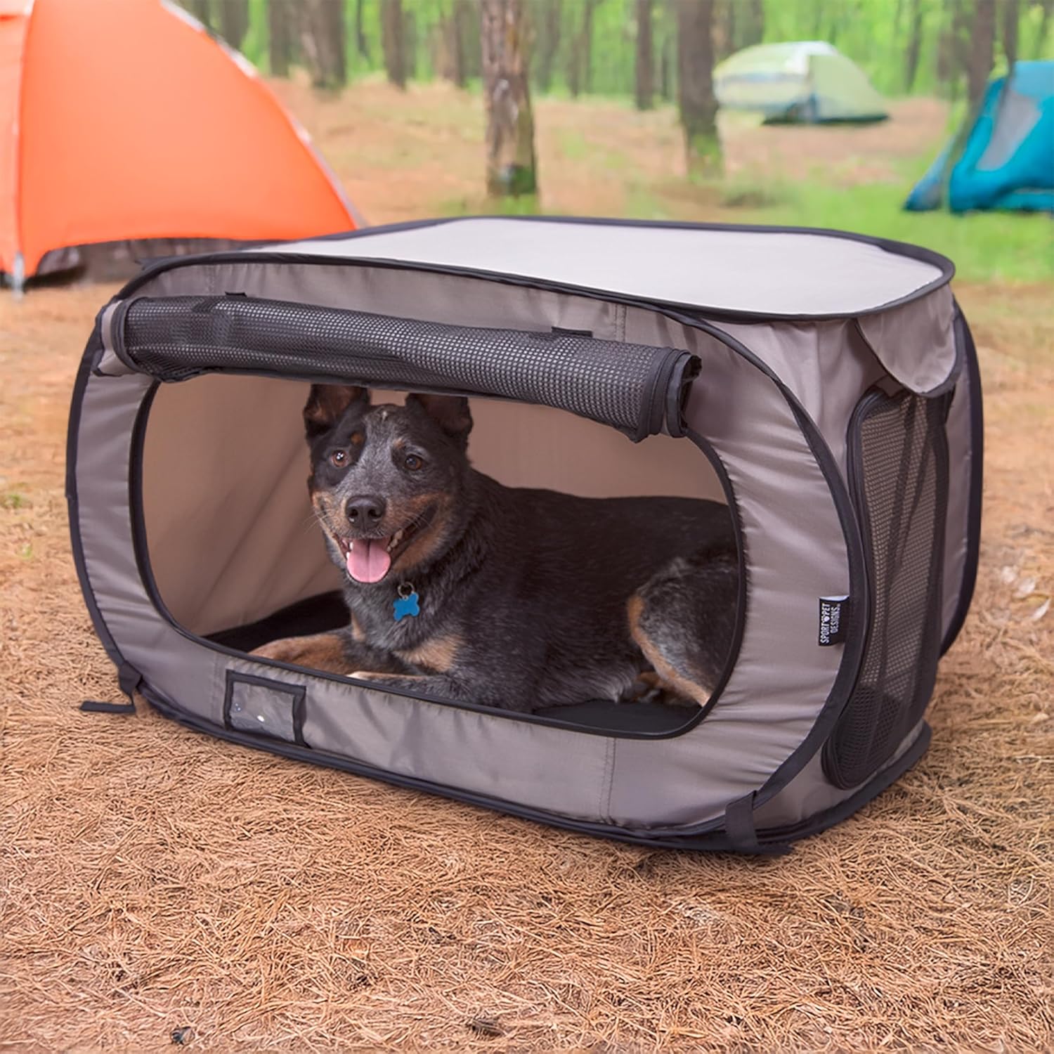 SportPet Designs Large Pop Open Kennel, Portable Cat Cage Kennel, Waterproof Pet bed, Carrier Collection - Image 3