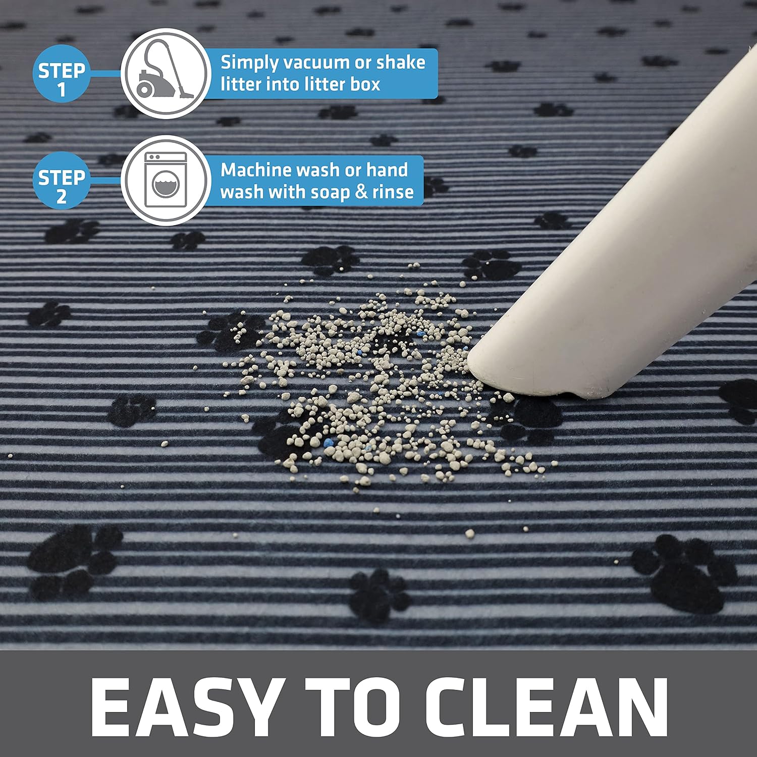 Drymate Cat Litter Box Mat, Litter Trapping Mat, Waterproof, Urine-Proof, Absorbent, Machine Washable, Soft on Paws, Contains Mess, Protects Floors, Kitten Supplies, Dark Grey, 28x36 XL - Image 5