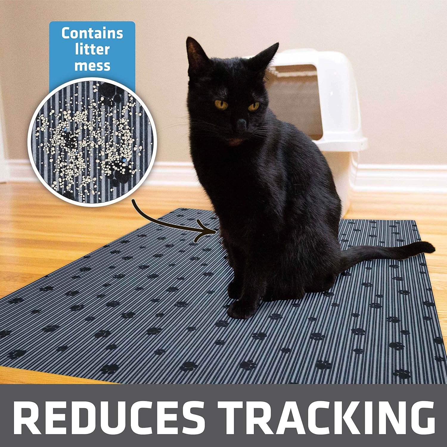 Drymate Cat Litter Box Mat, Litter Trapping Mat, Waterproof, Urine-Proof, Absorbent, Machine Washable, Soft on Paws, Contains Mess, Protects Floors, Kitten Supplies, Dark Grey, 28x36 XL - Image 2