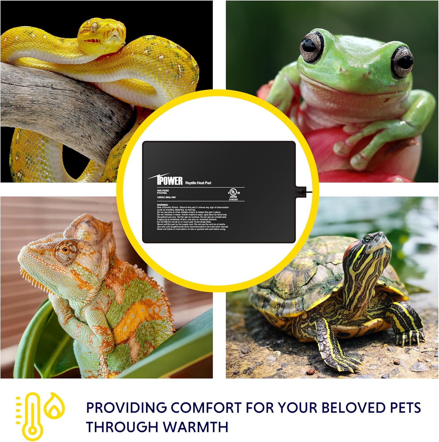 iPower 8X12 Inch Reptile Heat Pad Under Tank Heater Terrarium Warmer Heating Mat for Turtles Lizards Frogs and Other Small Animals - Image 7