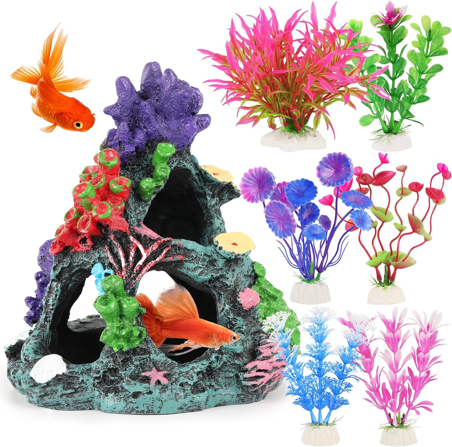 MyLifeUNIT Fish Tank Plants, 7 Piec...