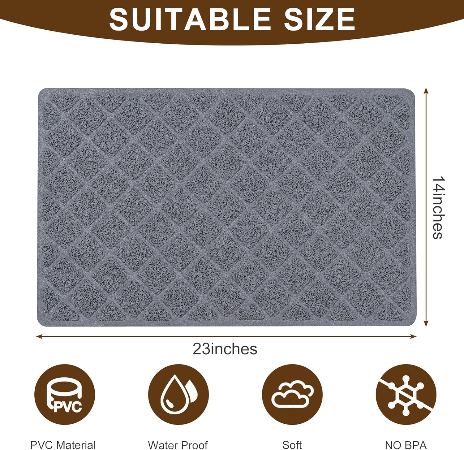 BOOMIBOO Cat Litter Mat Litter Box Mat,Litter Trapping Mat Premium Durable PVC Pad, 23 x 14 Inches, Easy to Clean,Non-Slip,Urine Waterproof - Image 2