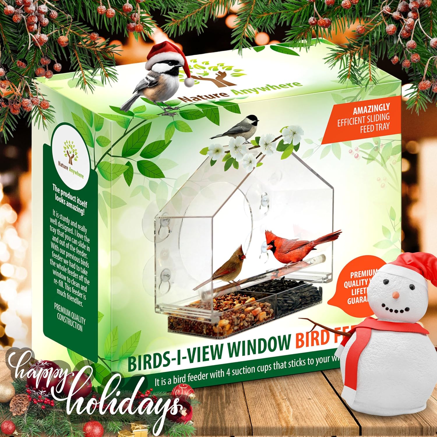 Nature Anywhere Window Bird Feeder - Weather Proof Transparent Acrylic Bird Feeders for Outdoors - Enhanced Suction Grip, Bird Watching for Cats, Easy-to-Clean, Outdoor Birdhouse Feeder (1 Unit) - Image 2