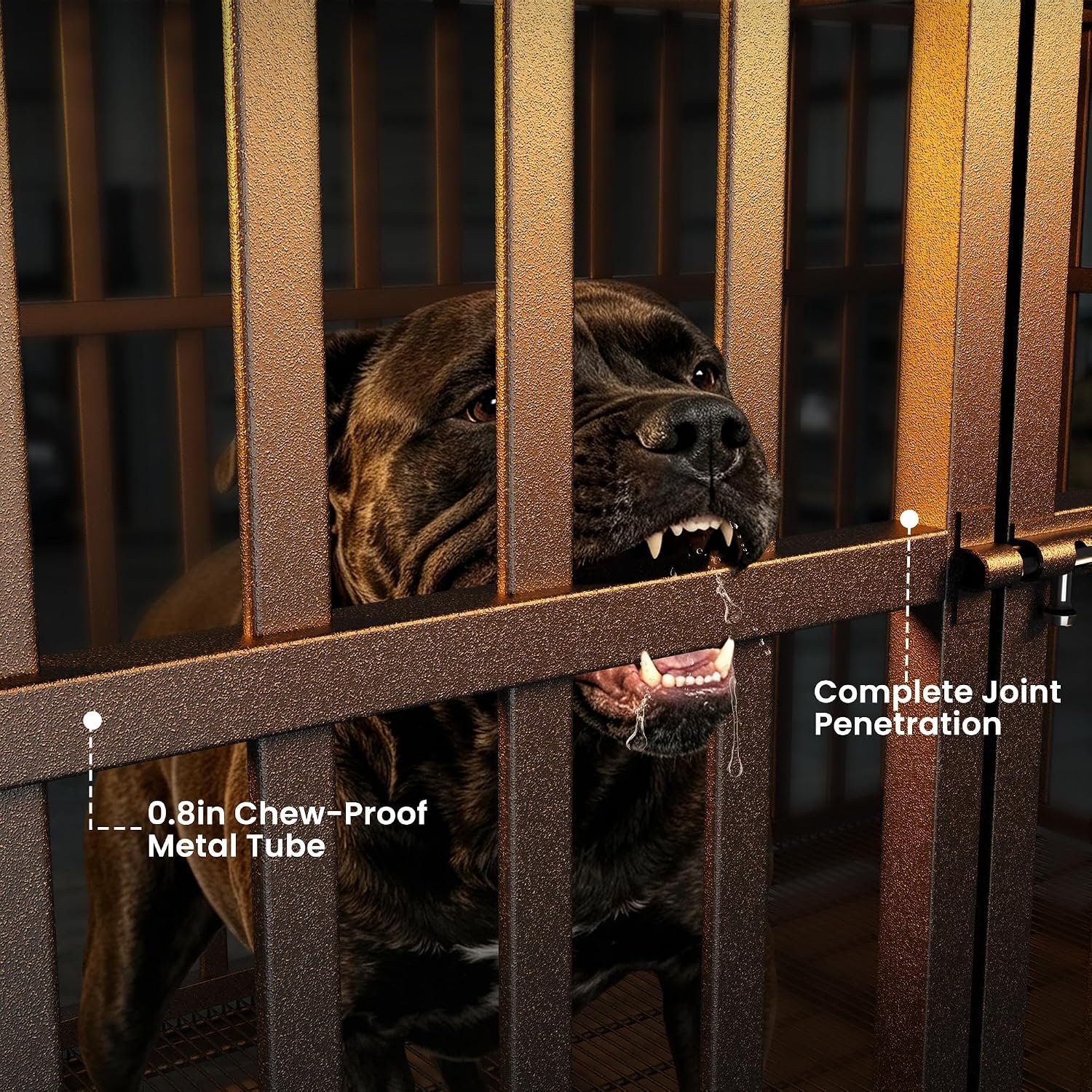 Hiwokk 48 Inch Heavy Duty Dog Crate, Indestructible Kennel for Large Dogs | 38-96" for Small to All Breeds Dogs | Escape Proof Latch | Removable Tray | Chew-Proof Steel | Lockable Wheels | Easy-Clean - Image 3