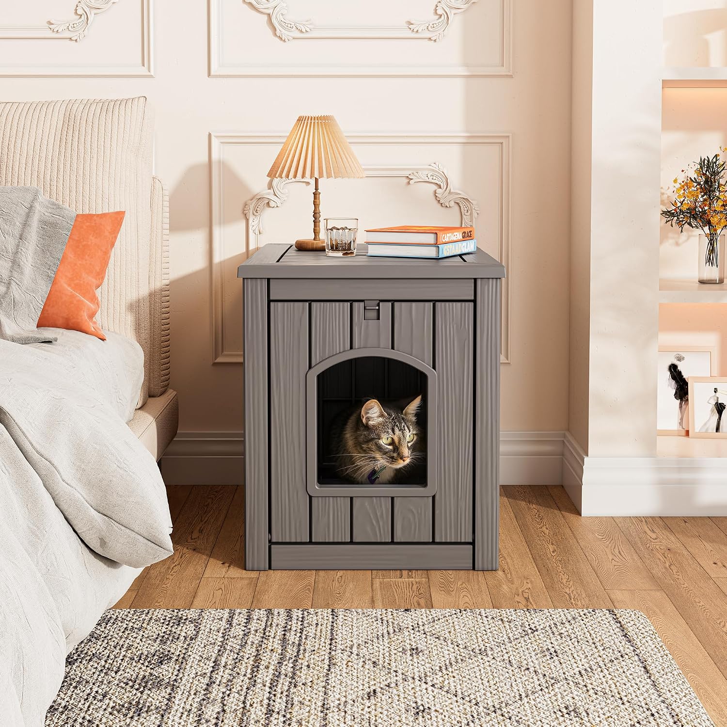 Litter Box Enclosure, Waterproof & Weatherproof Plastic Cat House for Indoor Outdoor Use, Multi-Functional Hidden Litter Box Furniture for Living Room, Backyard, Patio, Garage - Image 5