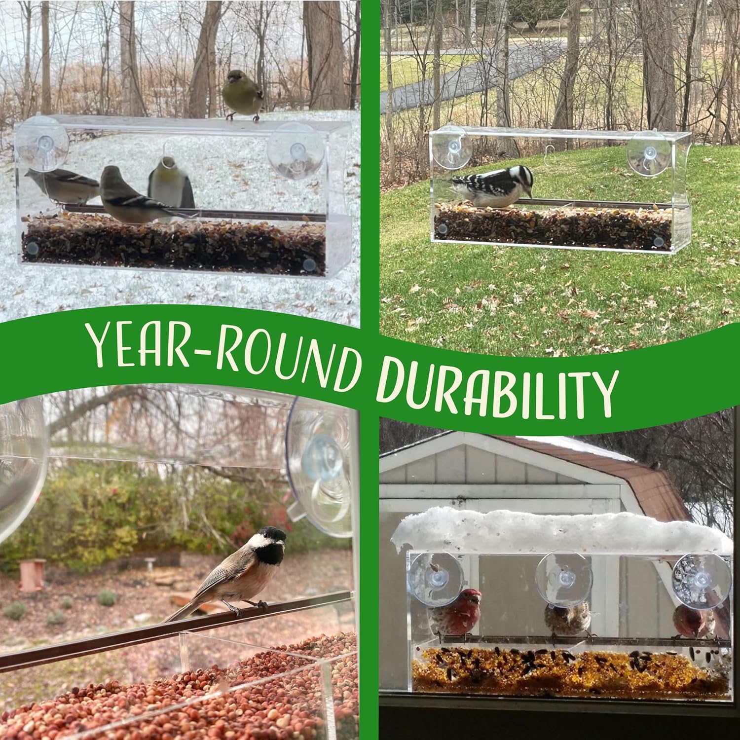 Window Bird Feeder by Nature's Hangout - No Assembly, Strong Suction Cups | Acrylic Bird Feeders for Outside Bird Watching for Cats Easy-to-Clean Birdhouse Bird Feeder for Window Viewing Slide-out Tray - Image 4