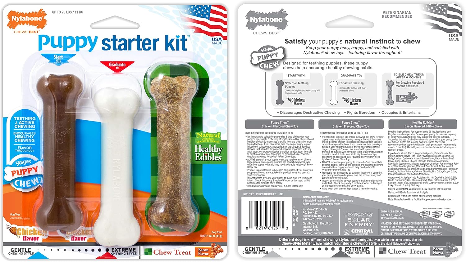 Nylabone Puppy Chew Toy & Treat Bundle, Small, 6 Count | 5 puppy toys & 1 natural treat, chicken & bacon flavors, soothing teething toys for puppies, puppy enrichment, up to 25 lbs - Image 10