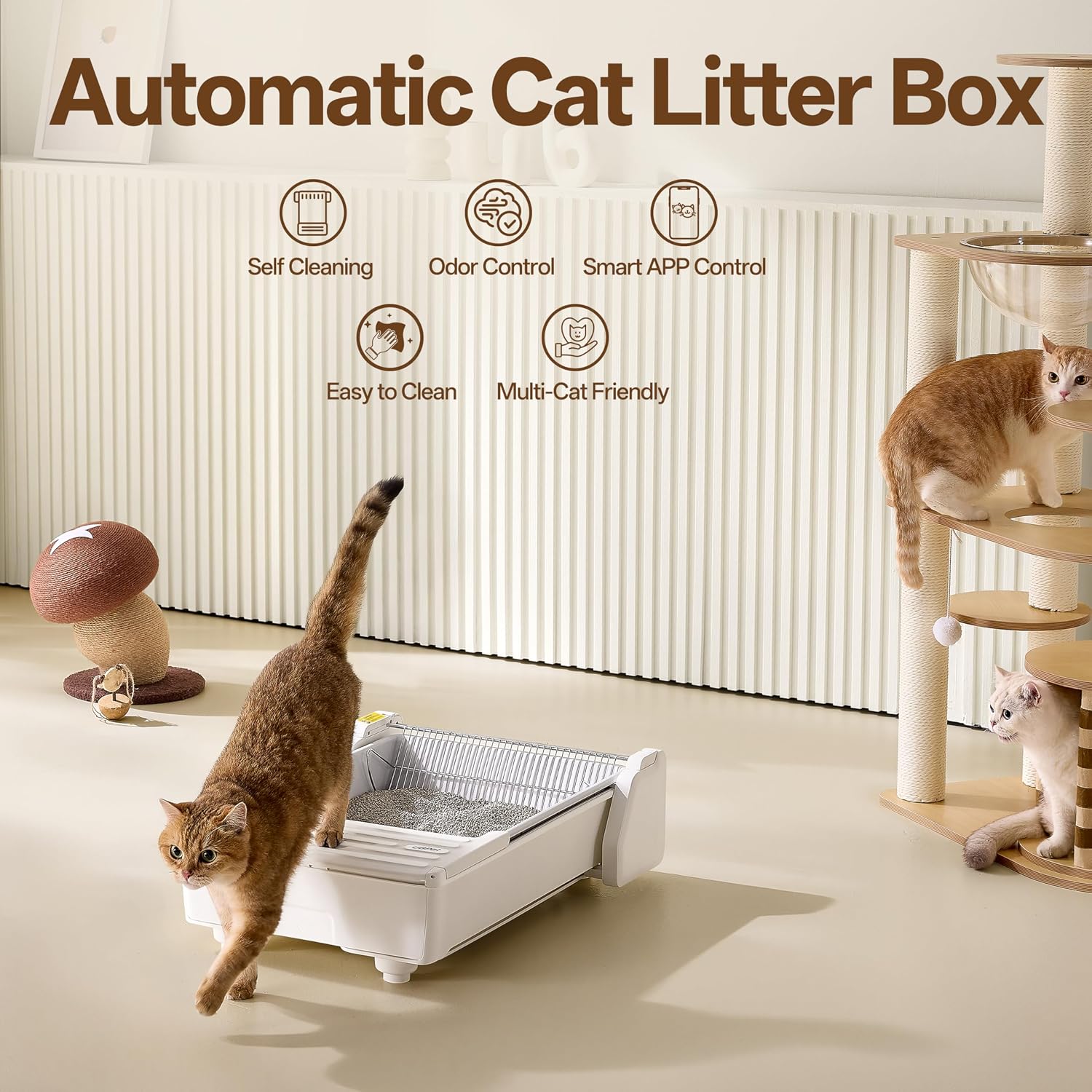 UBPET Open-Top Automatic Cat Litter Box, Self Cleaning Litter Box for Multiple Cats, Weight Sensors Safety Protection, Smart APP Control, Odor-Free Waste Disposal, Works with Bentonite Mineral Litter - Image 9