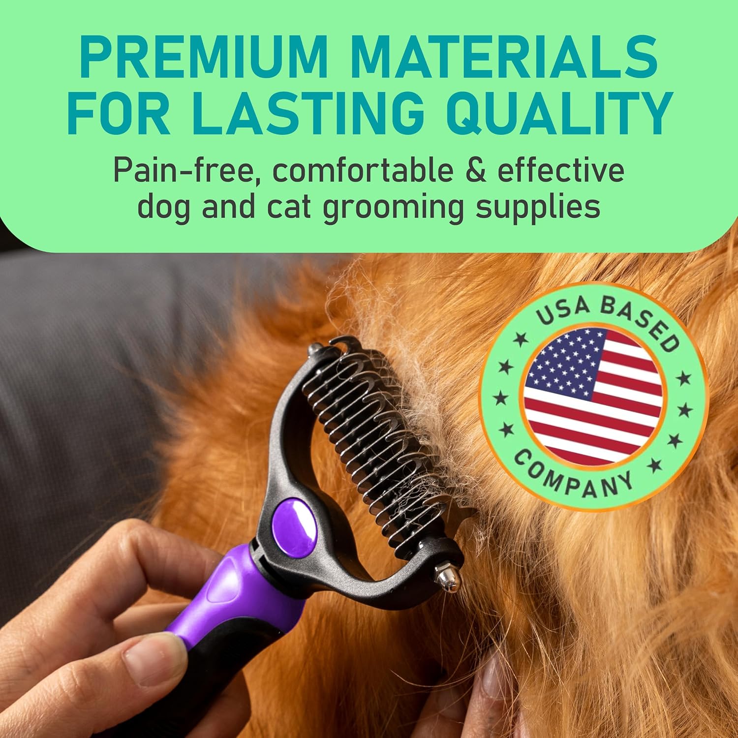 Maxpower Planet Pet Grooming Brush - Double Sided, Extra Wide for Dogs and Cats - Dematting Undercoat Rake, Reduces Shedding by 95%, Purple - Image 3