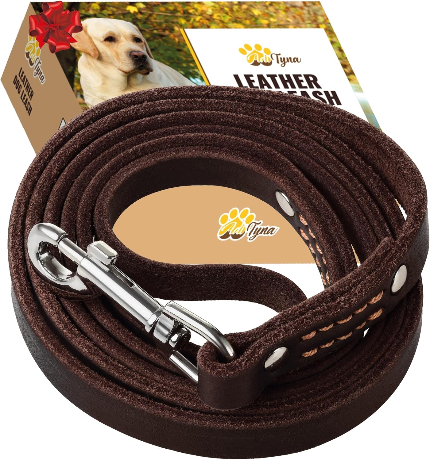ADITYNA Leather Dog Leash for Small & Medium Dogs, 6ft x 5/8" | Soft yet strong leather leash for walking, training, hiking — great for Shih Tzu, Poodle, French Bulldog, Corgi.