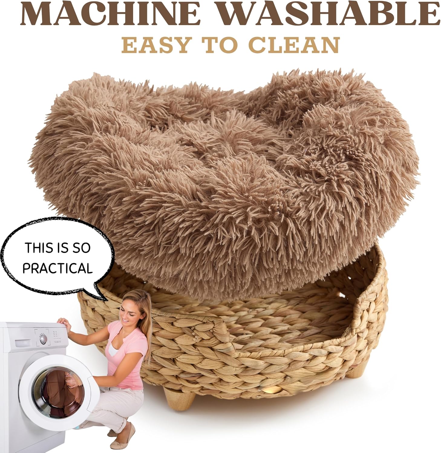 Cat Luxury Cat Bed for Indoor Cats, Plush Furniture for Comfort and Relaxation, Soft Covered Nest for Cats, Washable Warm Design with Modern Zen Style - Image 6