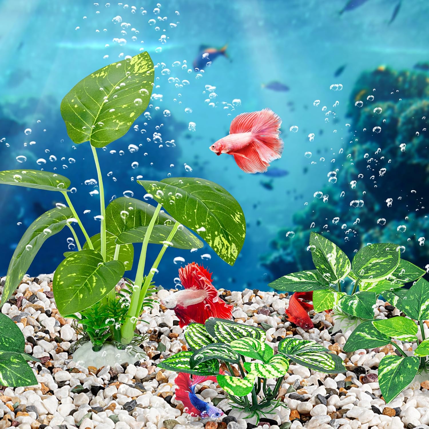 MyLifeUNIT Betta Fish Tank Decor, 10 Pack Silk Aquarium Plants for Aquarium Decoration and Fish Tank Decoration - Image 7