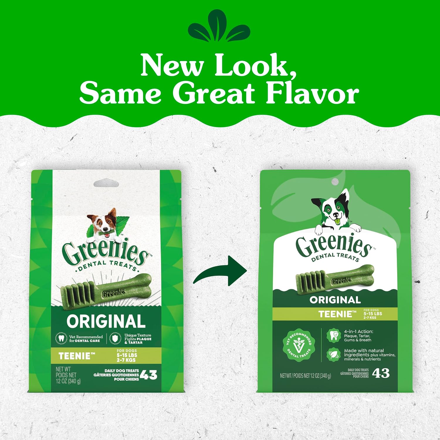 Greenies Teenie Original Natural Dental Dog Treats, Chicken, 43 Count | Clinically-proven, veterinarian-recommended, 47% less tartar & 40% less plaque in 28 days, for dogs 5-15 lbs, 12 oz. Pack - Image 2