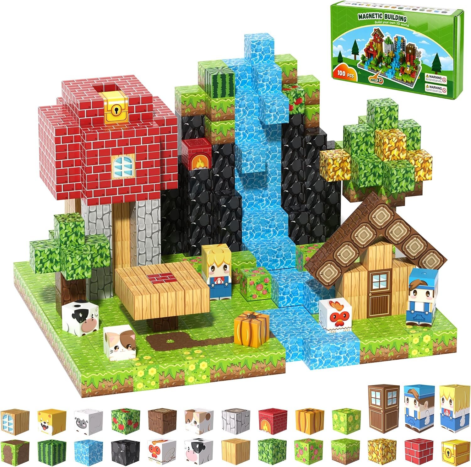 100PCS Magnetic Blocks, Magnetic Bu...