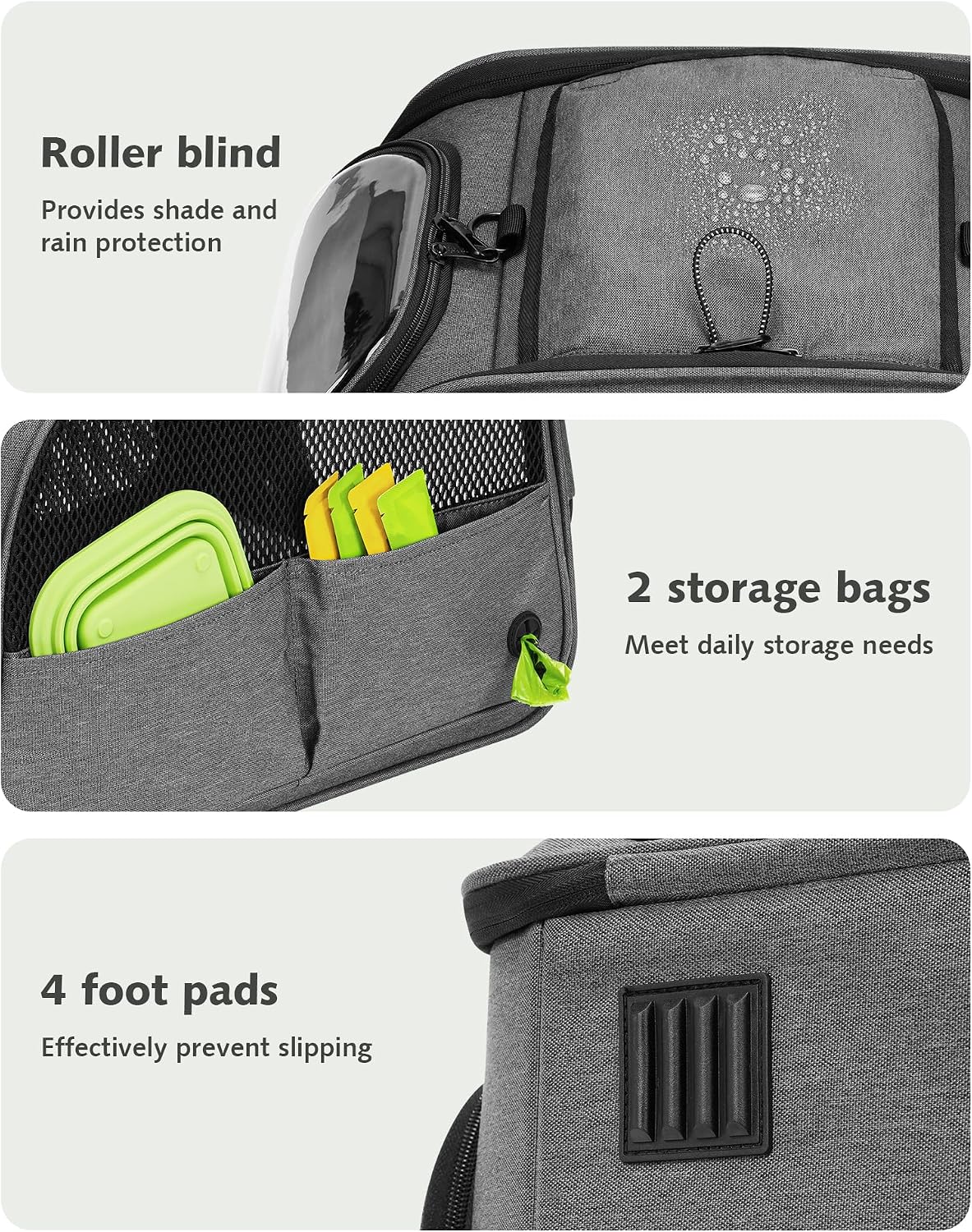 Pecute Cat Carrier with Bubble Window & Sunshade for Dogs Cats, Gray M | Dual bubble windows & top sunshade, 70% more airflow mesh, Impact-resistant stable frame, Locking zippers, Fits up to 11 lbs - Image 9