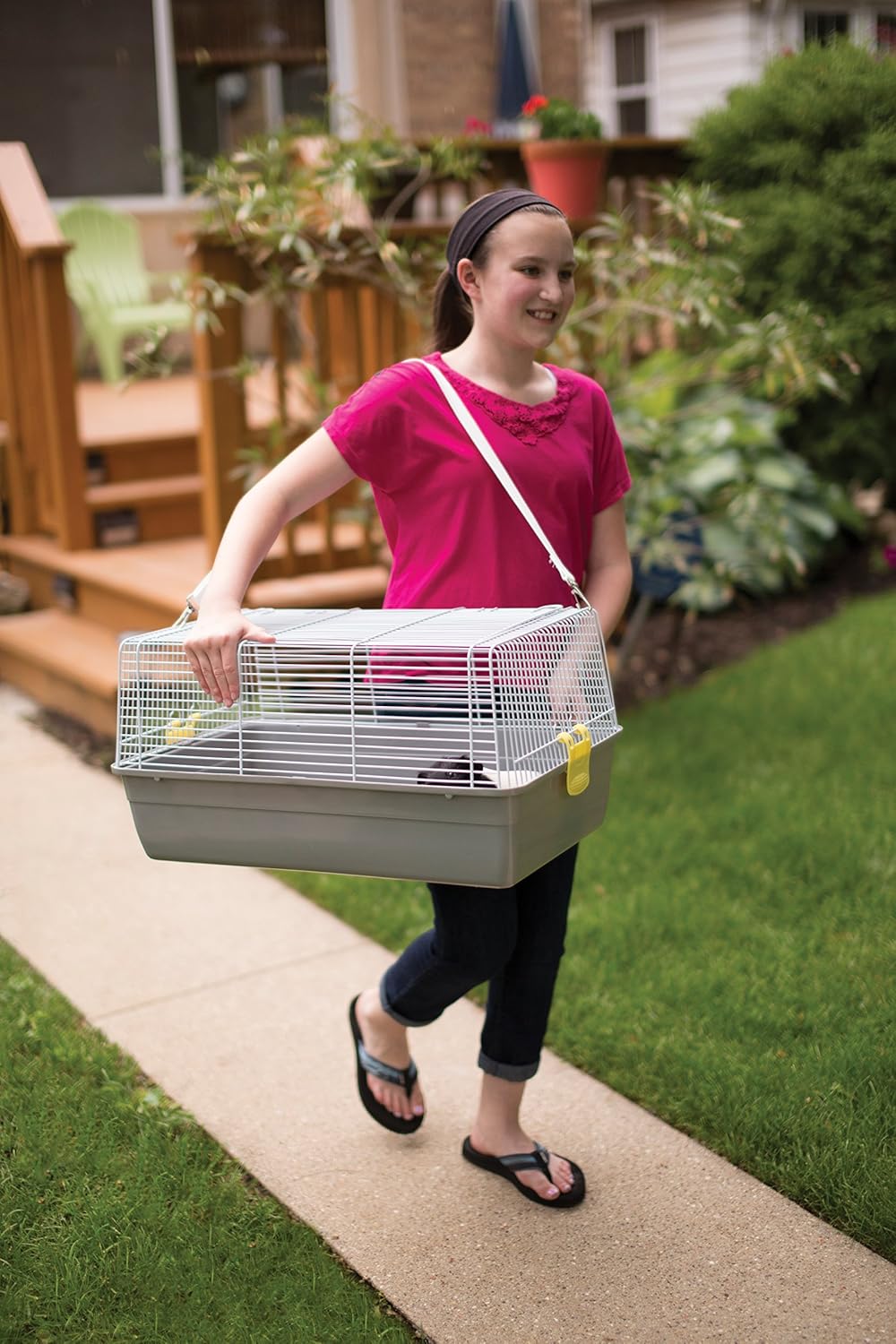 Prevue Pet Products Small Animal Travel Carrier - Hamster, Bird, Parakeet, Gerbil, Rabbit, Ferret, Guinea Pig, & Rat Carrier, Easy Pet Transportation, Travel Bird Cage, Lightweight & Portable - Gray - Image 6
