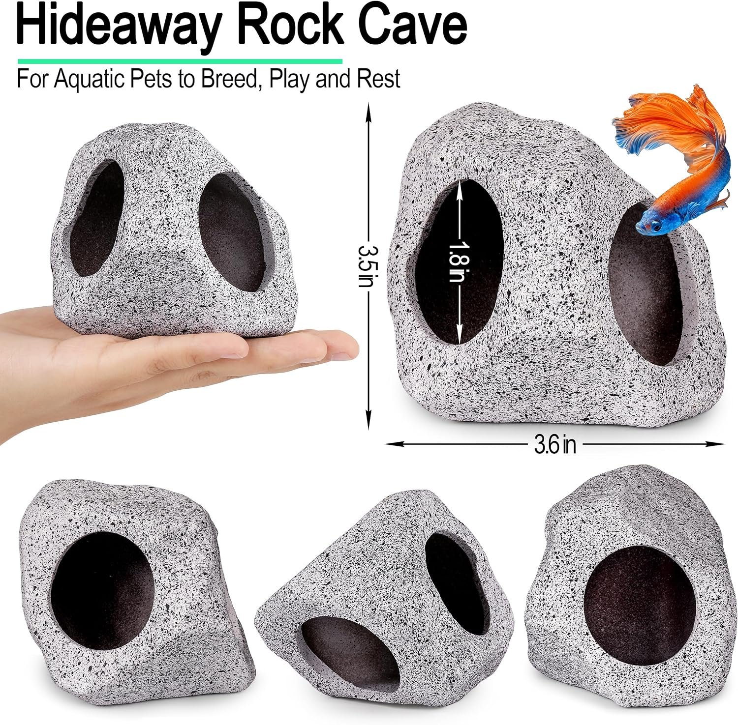 MyLifeUNIT Fish Tank Decor, Silk Aquarium Plants and Hideaway Rock Cave Decor for Betta Fish Tank Accessories, Goldfish, Turtle Tank Decorations - Image 4