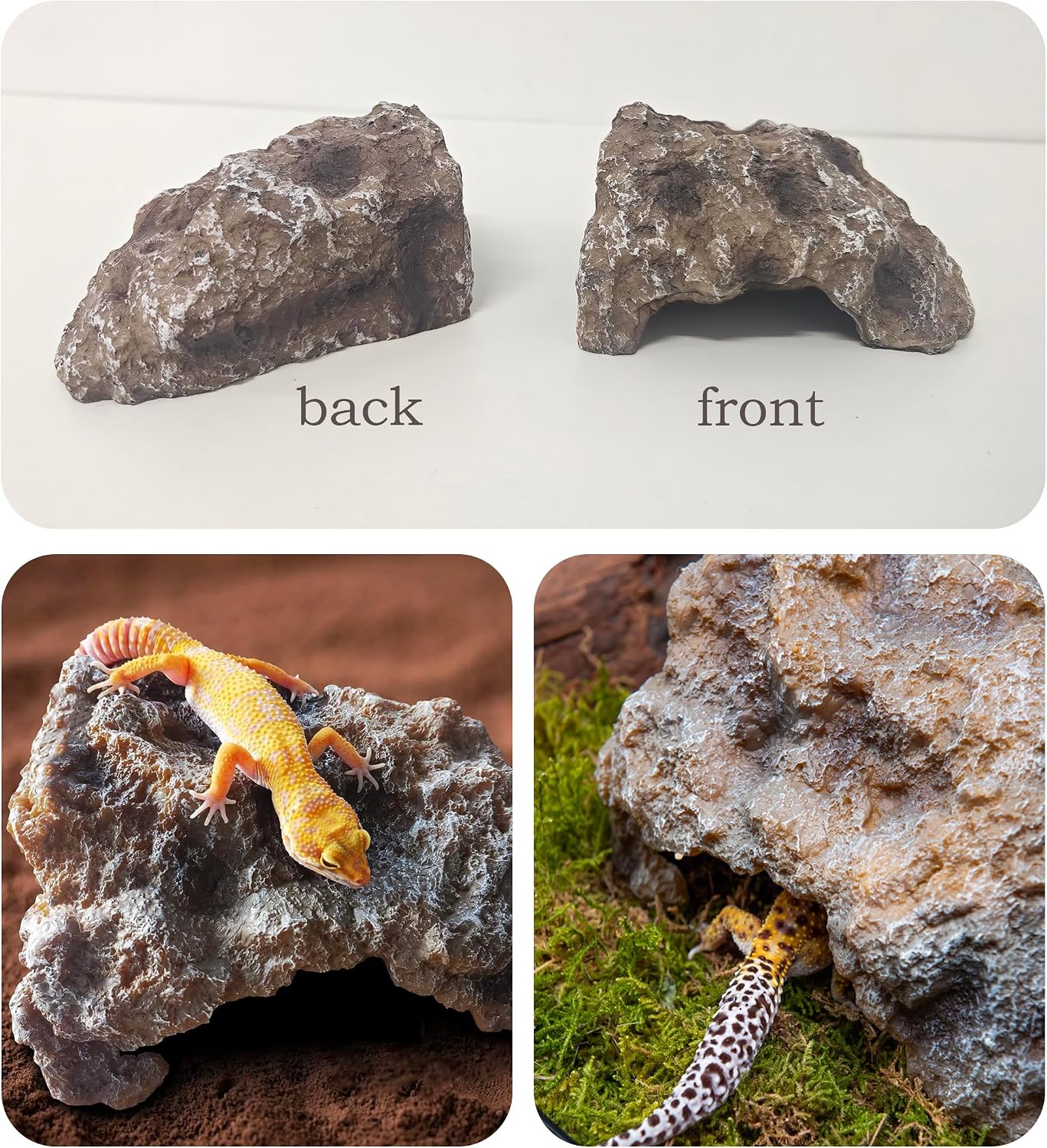 Reptile Hide Cave,Resin Rock Snake Hides for Ball Python, Leopard Gecko Hides, Reptile Tank Accessories for Bearded Dragon, Tarantula, Hermit Crab, Aquarium Cave for Fish Tank Rocks, Terrarium Decor - Image 4