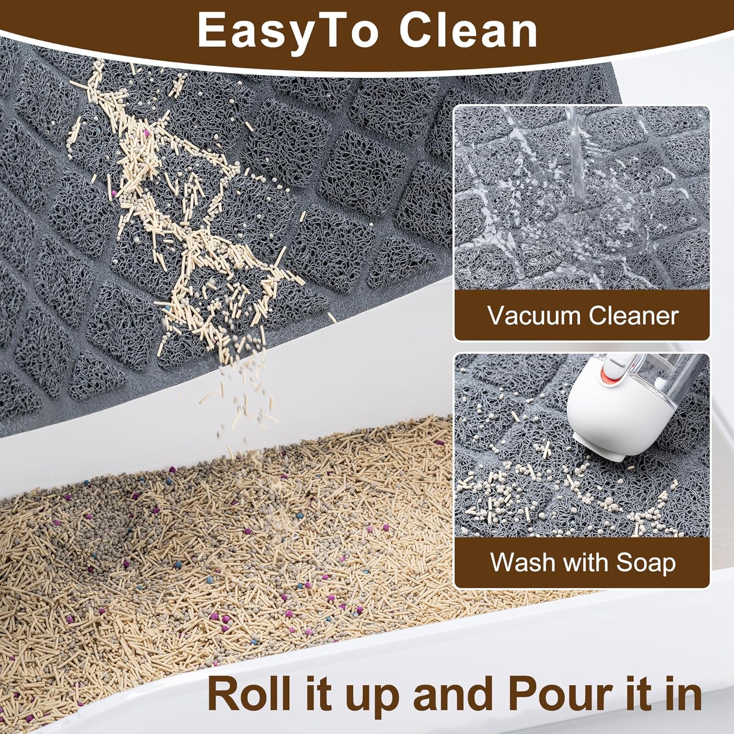 BOOMIBOO Cat Litter Mat Litter Box Mat,Litter Trapping Mat Premium Durable PVC Pad, 23 x 14 Inches, Easy to Clean,Non-Slip,Urine Waterproof - Image 6