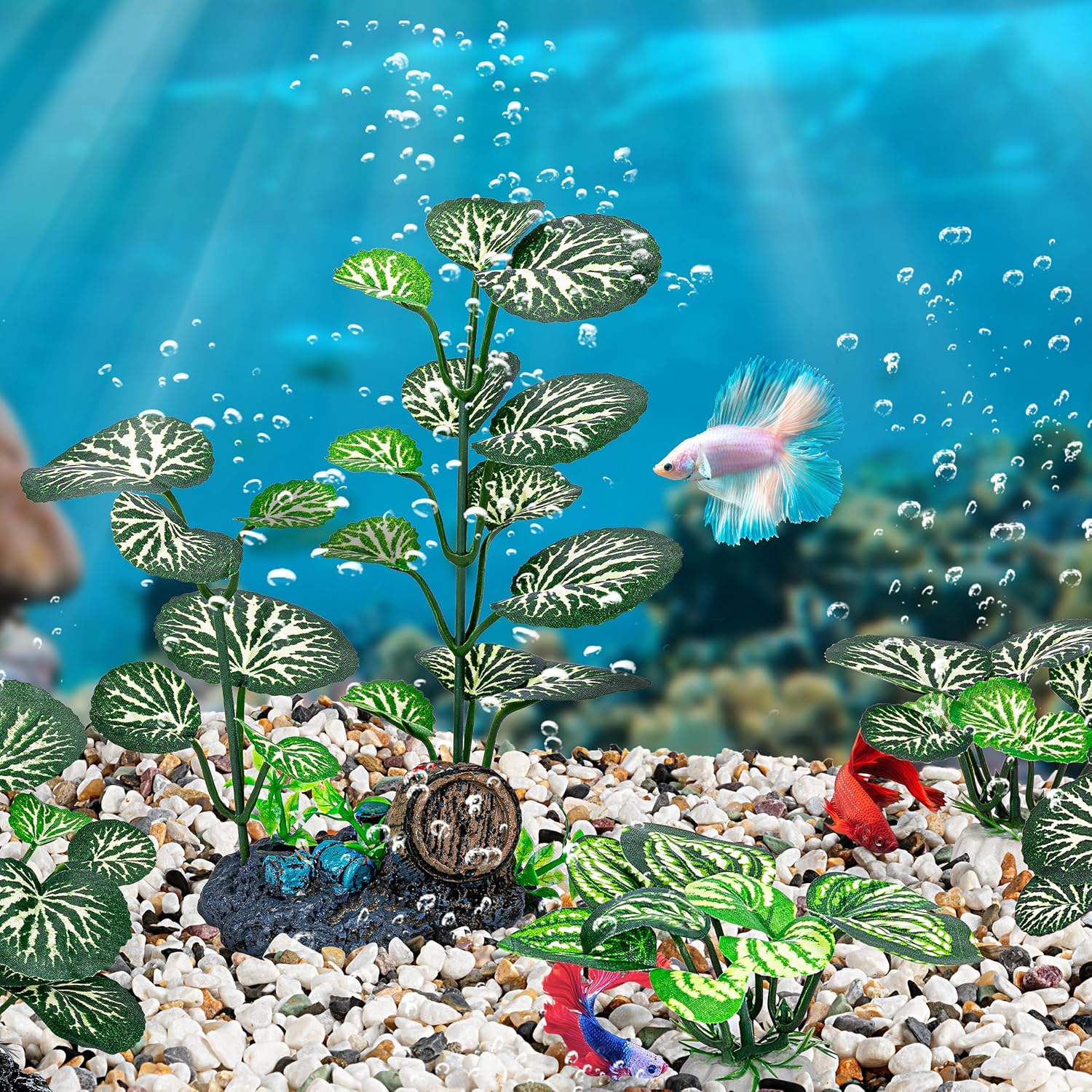 MyLifeUNIT Betta Fish Tank Decor Plants, 10 Pack Silk Aquarium Plants for Fish Tank Decorations, Betta Fish Leaf Pad for Sleeping Resting Hiding Playing - Image 7