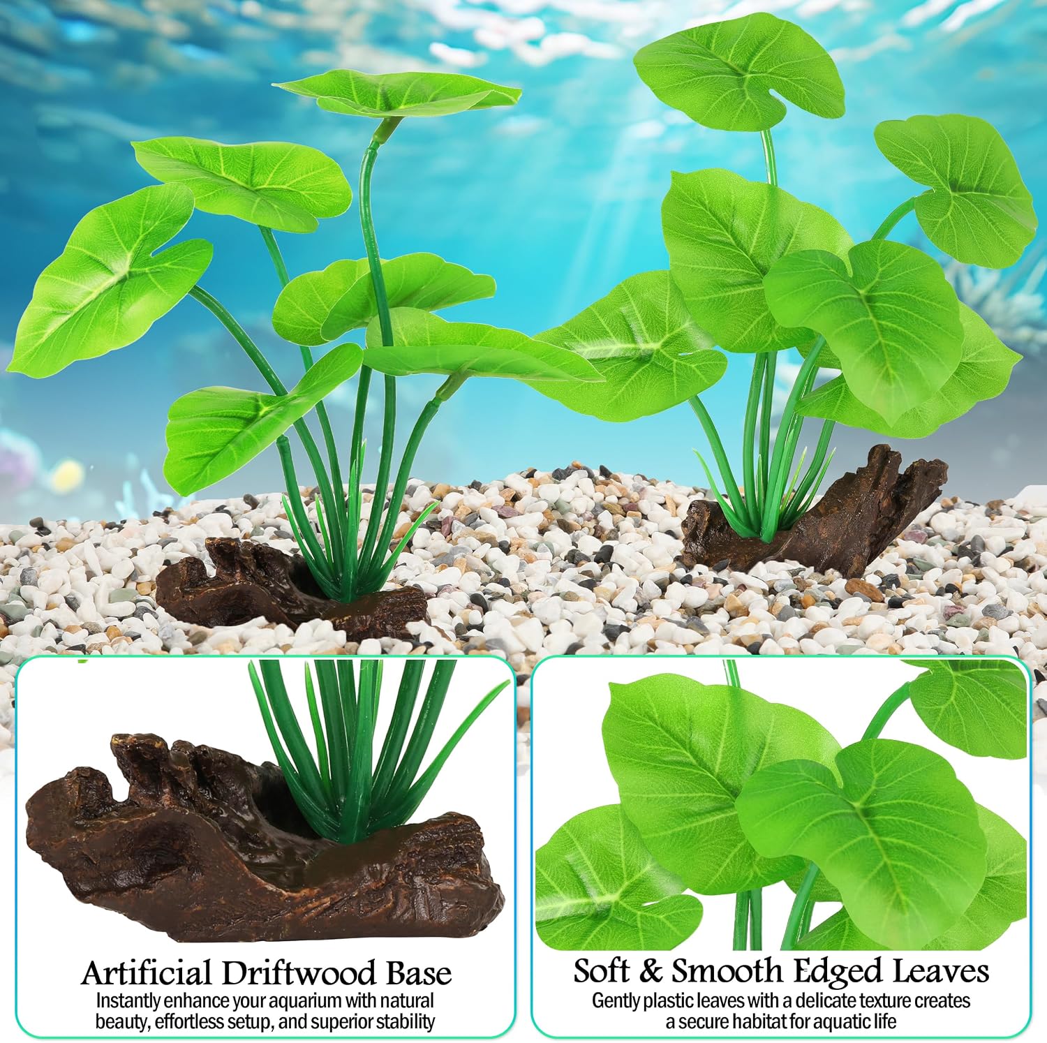 MyLifeUNIT Fish Tank Decor, Silk Aquarium Plants and Hollow Tree Trunk Decor for Betta, Goldfish, Turtle, Reptile Decoration - Image 5
