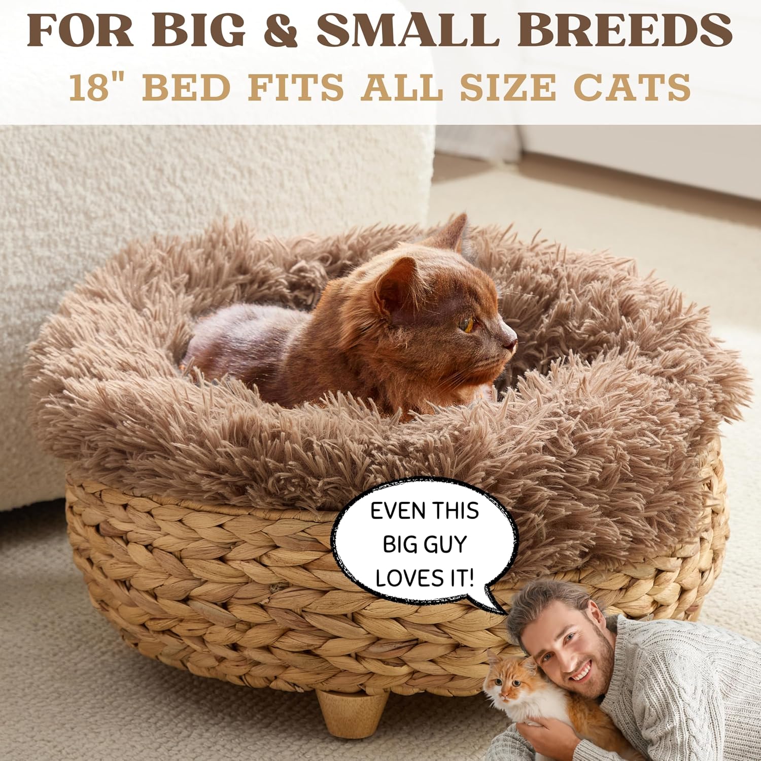 Cat Luxury Cat Bed for Indoor Cats, Plush Furniture for Comfort and Relaxation, Soft Covered Nest for Cats, Washable Warm Design with Modern Zen Style - Image 5