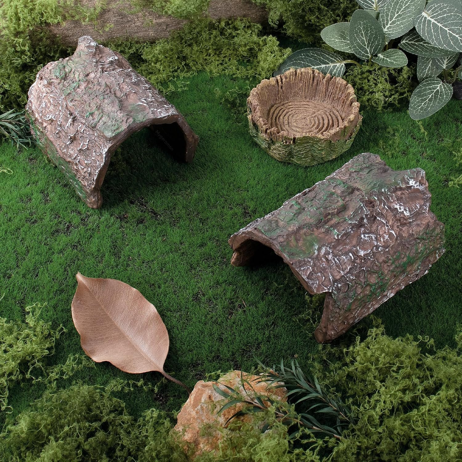 Mygeromon Reptile Hides Leopard Gecko Hideout Resin Caves Tank Accessories | 2 Pcs - Image 5