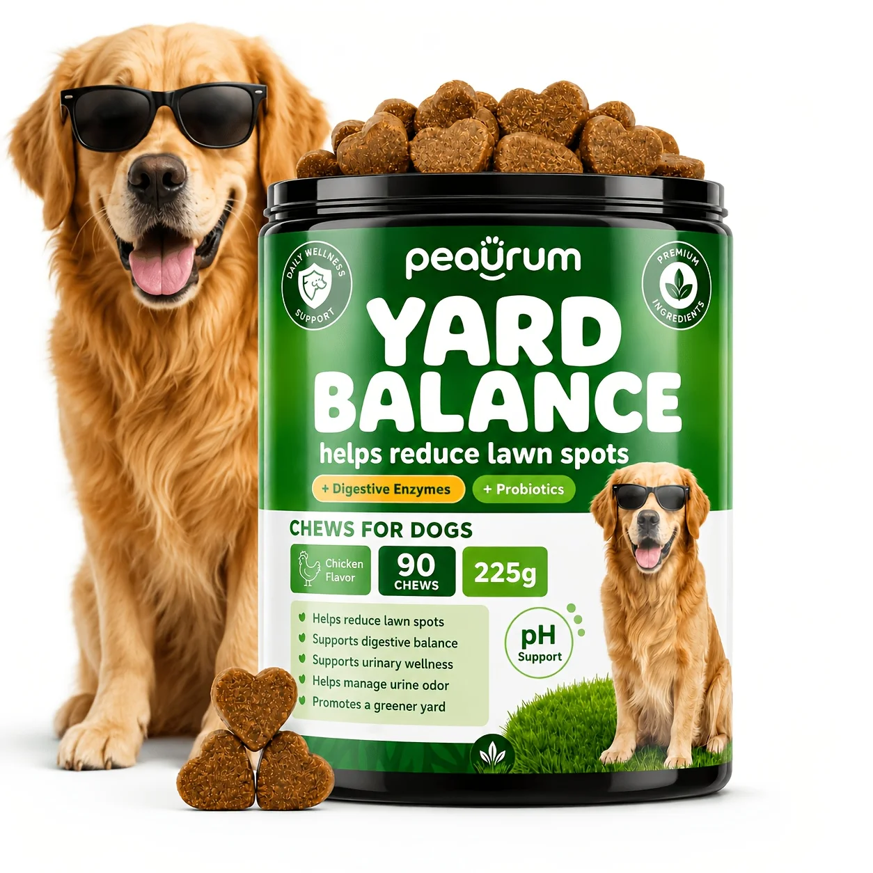 Dog Urine Neutralizer, Lawn Special - Green Grass Soil Dog Food, 90 tablets