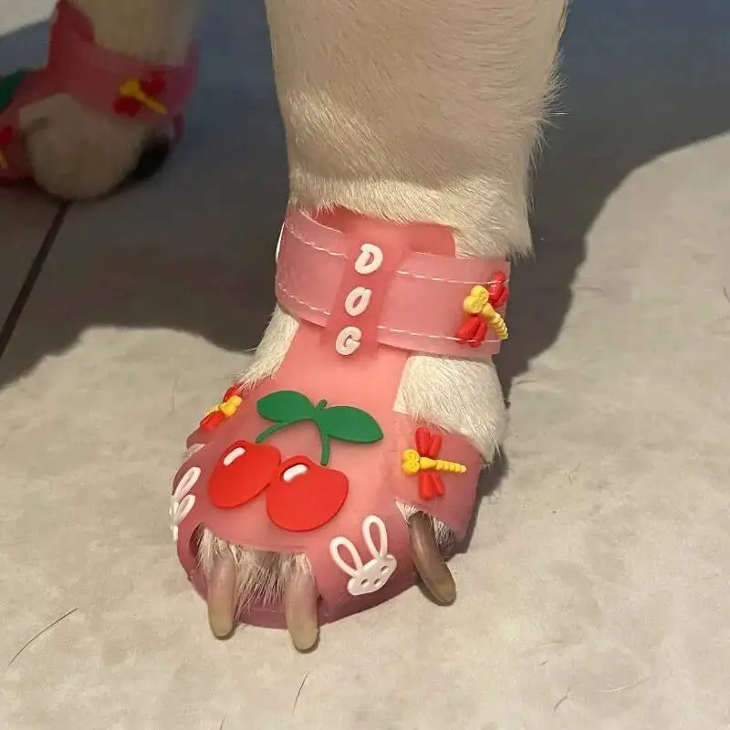 4PCS /Set Silicone Summer Dog Breathable Non-Slip Jelly Style Dogs Sandals Waterproof Puppy Rain Shoes Pets Accessories