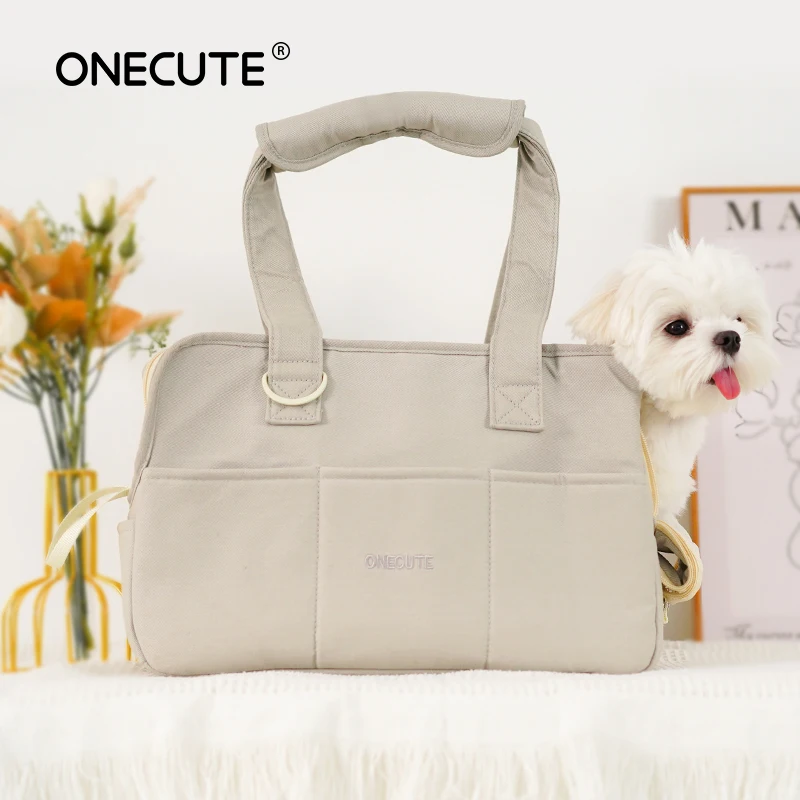 Portable Dog Carrier Bag for Small Dogs, 12KG, Cotton, Beige/Gray