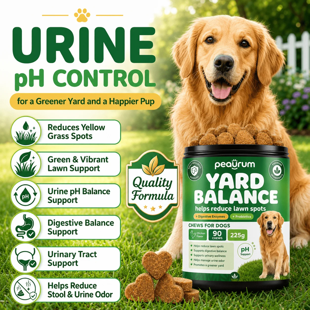 Dog Urine Neutralizer, Lawn Special - Green Grass Soil Dog Food, 90 tablets