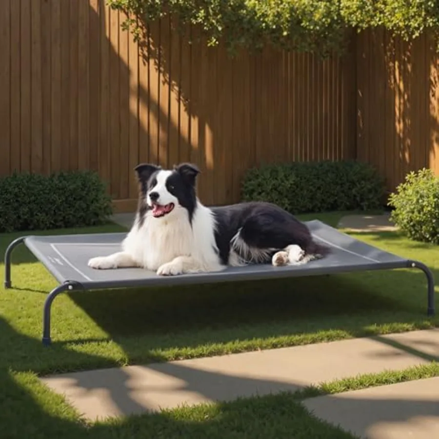 Outdoor Elevated Cooling Dog Bed Large Sized Dog, 49in Portable raised camping pet cot hammock, Breathable Teslin mesh, Weather