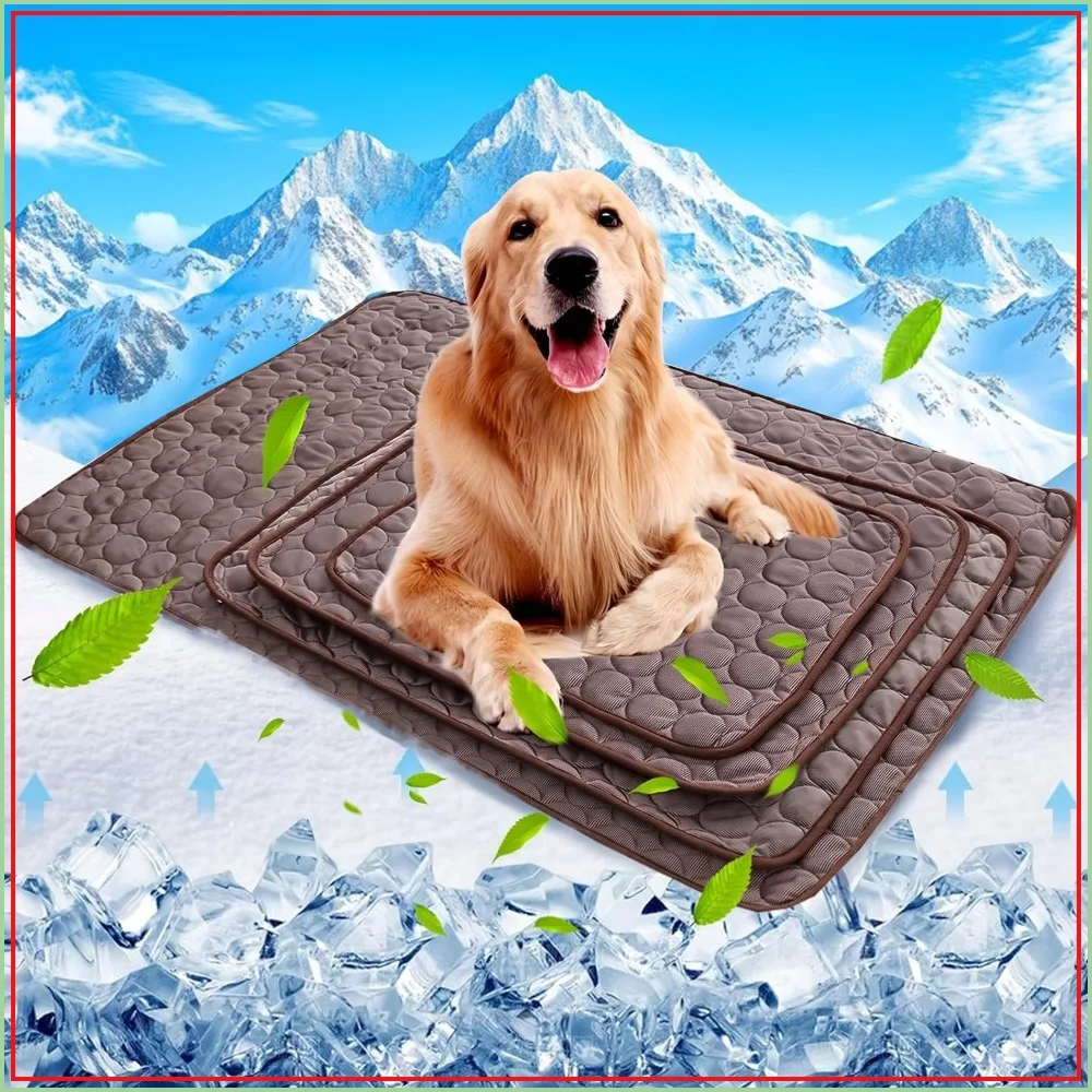 Self Cooling Dog Mat, Summer Pet Pad for Small Medium Large Dogs Cats, Washable Portable Ice Silk Blanket