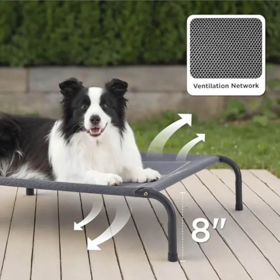 Outdoor Elevated Cooling Dog Bed Large Sized Dog, 49in Portable raised camping pet cot hammock, Breathable Teslin mesh, Weather