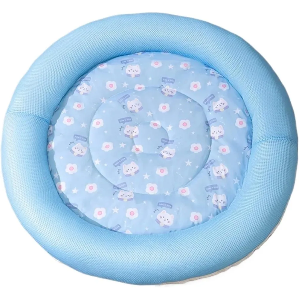 Breathable Cooling Pet Bed - Soft Sofa Nest for Cats | Blue, 60cm