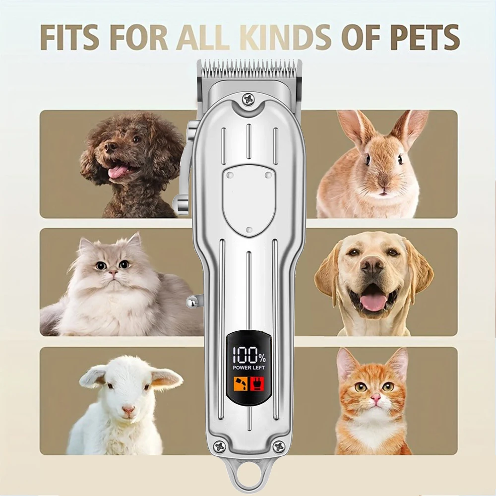 Rechargeable Electric Dog & Cat Hair Clipper with LED Display,Pet Grooming Kit ,Professional Pet Trimmer for Home