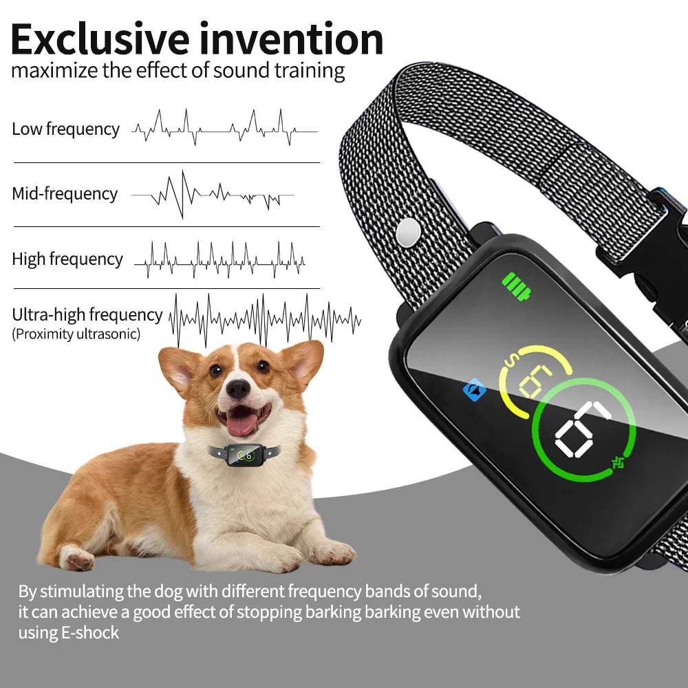 PUPOPAN small Dog Bark Collar, Rechargeable Anti Bark Collar for Small Dogs-Bark Control Device with Adjustable Sensitivity (Bla