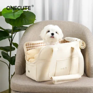 Portable Dog Carrier Bag for Small Dogs, 12KG, Cotton, Beige/Gray